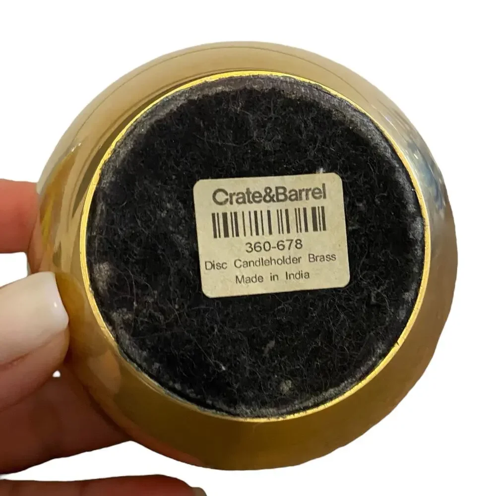 Crate and Barrel Orb Mid Century Modern Solid Brass Candlestick Holder